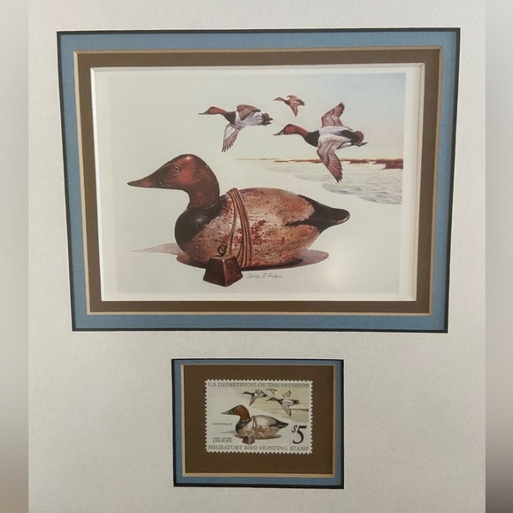 1975 - Federal Duck Stamp Print Artist JAMES FISHER Nicely Framed w/ Stamp - Picture 2 of 11